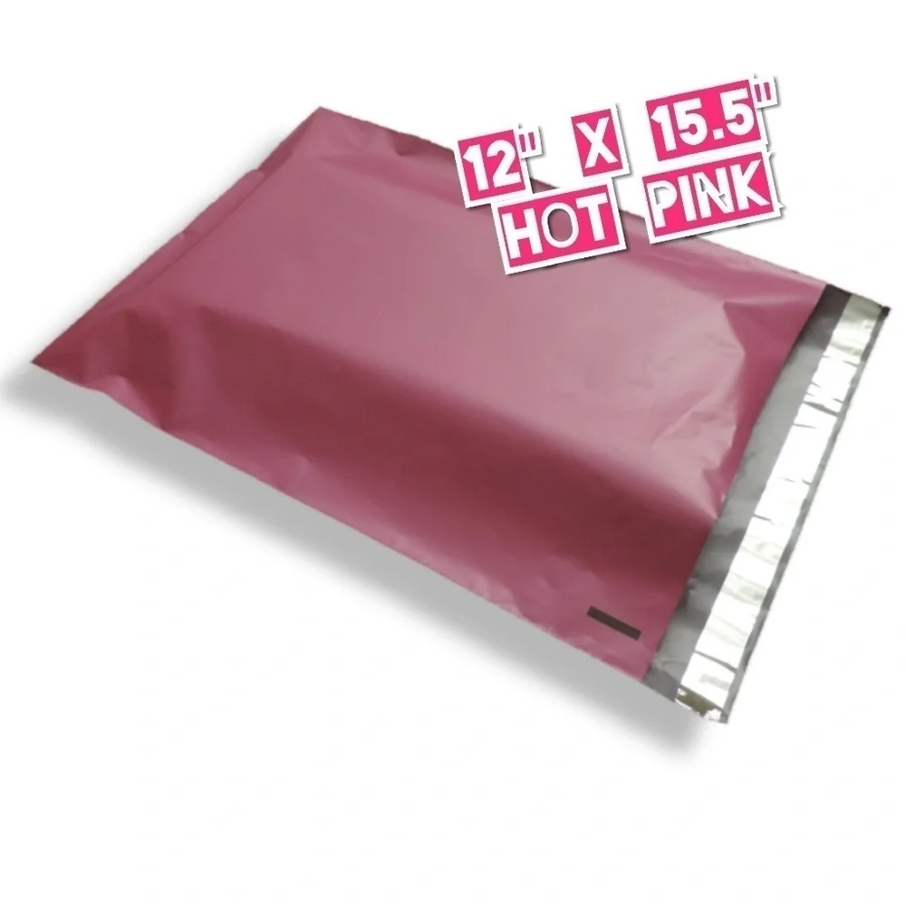 100 Hot Pink Poly Mailers 12x15.5